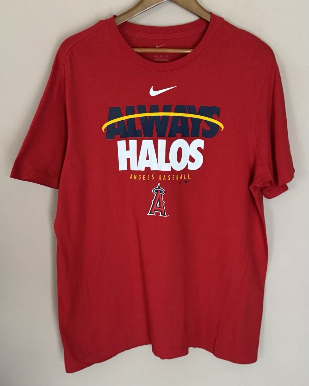 Nike Los Angeles Angels Shirt Men’s XL Halos Red Cotton MLB Crew Neck Swoosh